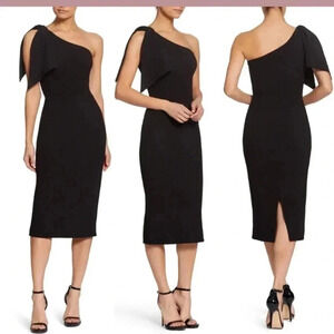 Dress the population one sleeve midi dress